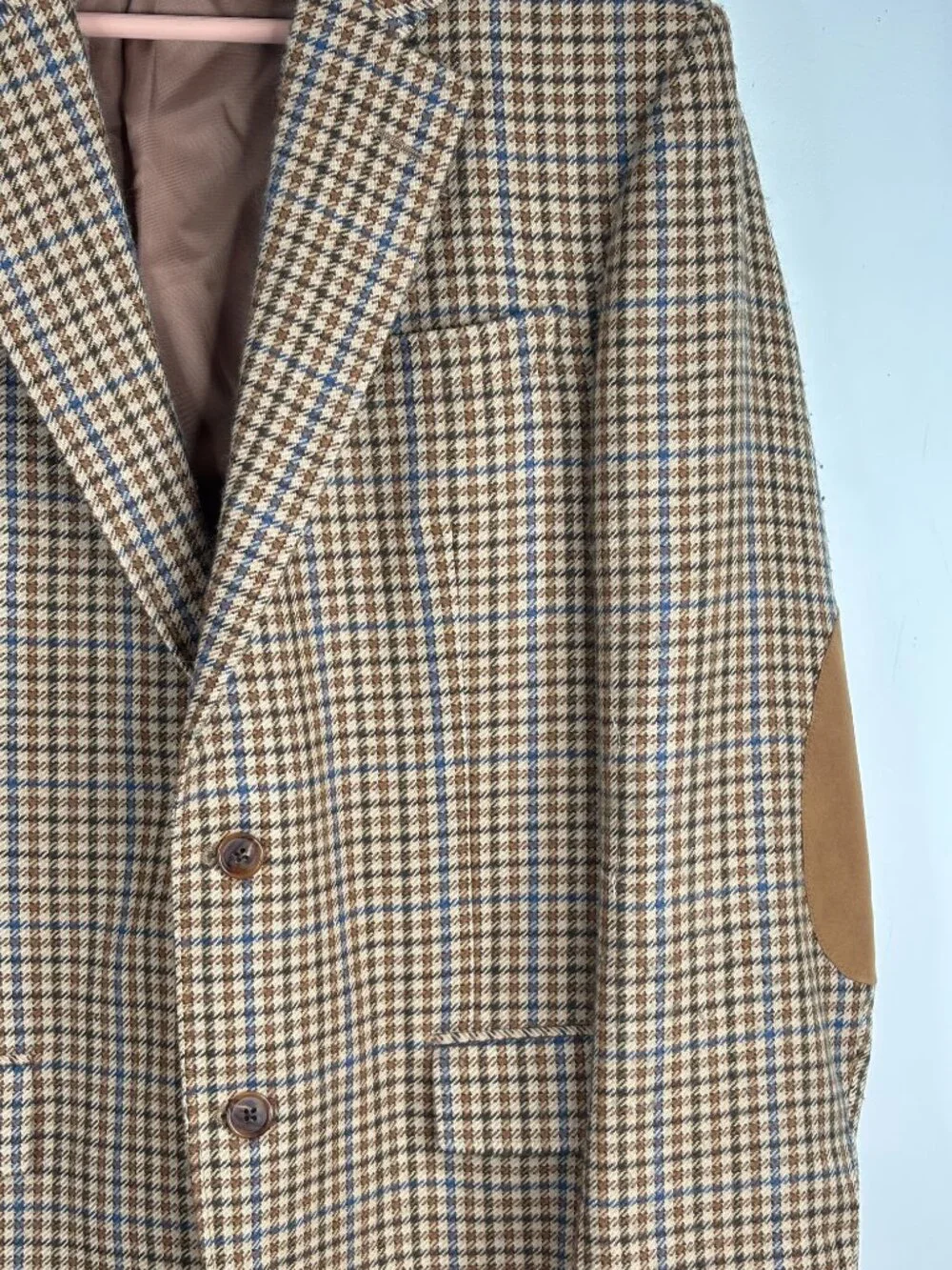 Brooks Brothers 1818 Madison 40R Wool Houndstooth Tweed Blazer Elbow Patches